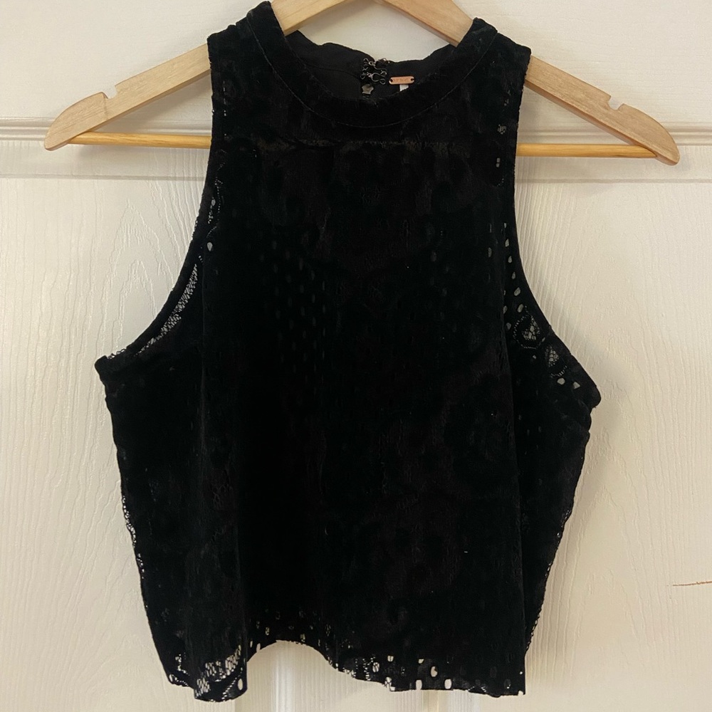 Black Velvet Lace Crop Tank